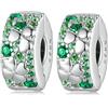 MEETCCY Charm distanziatore in argento Sterling con cristalli bianchi e blu, compatibile con braccialetti europei Pandora