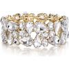 EVER FAITH Strass Cristalli Art Deco Bigiotteria Irregolare Ovale Goccia Prom Bracciale Elastico per Donna Trasparente Oro-Fondo