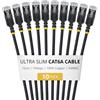 StarTech Cavo Ethernet Cat6A Ultra Slim Nero 15cm, Snagless, FTP, Rame Puro, Patch di Rete RJ45 Ultra Sottile 34 AWG, Testati Singolarmente, Confezione da 10
