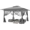 MAYTIIMO Gazebo pieghevole da 4 x 4 m, con struttura con un clic, regolabile in altezza, protezione UV, impermeabile, con borsa per il trasporto su ruote, per giardino, terrazza, esterni, grigio