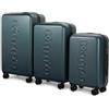 Kappa Set Valigie da Viaggio 3 Pezzi (20+24+28), Trolley Rigidi in ABS Espandibili, 4 Ruote Doppie Silenziose, Lucchetto TSA a Combinazione, Valigia Piccola Media Grande 332E3HW, Verde Petrolio