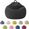 Jinfanshurich Pouf per bambini e adulti, solo rivestimento (senza imbottitura), sedia a sacco per camera da letto, ufficio, soggiorno, terrazza (nero)