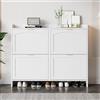 Terahanda Scarpiera moderna con 4 scomparti a ribalta, scarpiera autoportante, ripiani aperti, adatta per ingresso o corridoio, dimensioni: B110/H90/T24 cm (bianco)