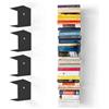 home3000 D-SEGNO Libreria da Parete Invisibile in Metallo - Mensole da Muro di Design, Libreria sospesa salvaspazio, mensole a scomparsa per libri - Made in Italy (4 Pezzi Nero)