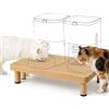 ZITUZY Mangiatoia per gatti in legno, supporto per mangime rialzato | Barra per gatti in legno dal design naturale per un elegante angolo di alimentazione, adatta per cucina e soggiorno