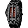 MASTOP Orologio digitale da uomo a matrice binaria, con LED blu, classico, creativo, alla moda, placcato nero