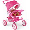 Giordanoshop Passeggino per Bambole Richiudibile in Metallo 54x26x50cm Spring Rosa