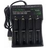 Syglawnd Batteria agli ioni di litio 18650, Batteria 18650 a 4 alloggiamenti USB Smart per batterie ricaricabili agli ioni di litio, Nero