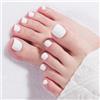 Ceriselle Unghie Finte per Piedi, 24 PezziPress on Toenails Corte, Unghie Quadrate Bianche, Kit di Unghie Riutilizzabili con Mini Lima per Unghie, Regalo di Primavera per Donne e Ragazze