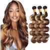 Shoaiye Human Hair Bundles Body Wave Capelli Veri Tessitura Unprocessed Remy Machine Weave Extensions Double Weft P4/27 Highlight Blonde Color 28 28 28 Inch
