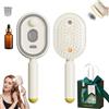 Pnedeodm Electric Spray Air Cushion Massage Comb,3-in-1 Rechargeable Steam Hair Straightener Brush with Nano Mist, Self Cleaning Detangling Hair Brush for Frizz Control and Scalp Care (Beige)