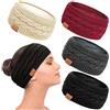 PROPOG Fascia Capelli Invernale, 4 Pezzi Maglieria Paraorecchie Donna con Fodera Pile, Cerchietto Elastico, Accessori per Capelli Adatti a Corsa, Esercizio, Sci