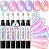 MrCuvaryas Penna per unghie in 6 colori, senza lampada UV, asciugatura rapida, smalto colorato lucido con lucentezza perlata, set per nail art ad alta coprenza per manicure fai da te