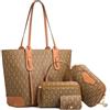 YOUCAI Elegante Borsa da Donna Borsa a Mano Borsa a tracolla Spalla 4 pezzi Set Borse Tote Pelle sintetica Borse a Spalla portafoglio Porta carte