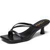 Glamnest Sandali da donna con tacco a gattino, punta aperta, infradito, tacco basso, slip on, infradito con tacco