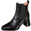 Generic Stivaletti Donna con Tacco Grosso e Punta Quadrata Design Elegante con Elastici e Lacci per Autunno Inverno