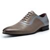 YFFUSHI Scarpe Eleganti Uomo Brogue Oxford Basse Stringate Sposo Shoes Formale Derby Business Matrimonio, Grigio + Blu, 42 EU