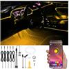 QAUBEN 8 metri di fibra ottica Auto illuminazione ambientale con Bluetooth App Control 64 colori musica multicolore kit di illuminazione interna DC 12V 1W