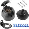 SPARKMOTO presa 7 poli femmina Rimorchio,12v presa 7poli per rimorchio auto RV Camion gancio traino Connettori,con Metallo Staffa di Montaggio E Guarnizione isolante Impermeabile,ISO 1724(lato piatto)