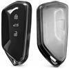 Sqylomk 2 pezzi guscio chiave TPU morbido per auto adatto per VW Golf 8 MK8, GTE, GTI, ID.3, ID.4, Seat Leon MK4, Tarraco, Ateca, protezione del telecomando, cover Smart Key nera trasparente