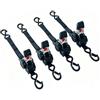 Hanured Cinghie a Cricchetto Retrattili 4 pezzi, 3 m x 25 mm, resistenza alla rottura 700 kg, con ganci a S, per traslochi, kayak, rimorchi, moto, biciclette e altro, sci, nero