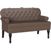 IKAYAA Divano da Salotto Divanetto a 2 Posti con Braccioli Panca Chesterfield per Soggiorno Ufficio 119,5 x 64,5 x 75 cm-Marrone-