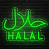 SONGYUNEON Halal Neon Targa per decorazione da parete Verde Led Cartello Islam Cartello pubblicitario Luce al neon per Döne Bar Cafe Halal Targa sospesa vetrina Zucchero