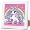 luckyarina Unicorno Diamond Painting per bambini con cornice, animali e diamanti painting immagini per bambini, simpatico set fai da te per bambini, come regalo per la casa, decorazione da parete, 18