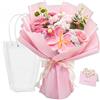 MDDK DY Bouquet di Fiori all'Uncinetto Rosa da Assemblare, Regalo Donna | 12 fiori 4 foglie, Fatto a mano, Sacchetto regalo biglietto, 48 × 33 cm, Fiori che non appassiscono