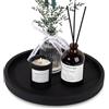 DIRXVMC Vassoio rotondo da bagno in silicone, decorativo, porta sapone da cucina, organizer per tavolino da caffè, decorazione per candele, profumi, piante (nero, 23 cm)