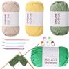 RANJIMA Filato all'uncinetto per principianti, 4 pezzi di filo semplice, senza filo diviso, filato a maglie ben visibili, per uncinetto con accessori all'uncinetto, filato in nylon di cotone per