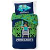 BrandMac Set di biancheria da letto Minecraft 100% cotone | Copripiumino 140 x 200 cm + Federa 50 x 70 cm | Biancheria da letto per bambini morbida e traspirante | Divertente decorazione per la camera
