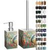 Sanilo Set di accessori per il bagno, dispenser di sapone e scopino WC, materiale di alta qualita, che attira l'attenzione in ogni bagno (Petalo)