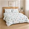 Homebliss Completo lenzuola 180x200+30 / 260x280 + 50x80 2PCS, Foglie di Ginkgo | Tessuto vellutato e traspirante, angoli elasticizzati fino a 30 cm sempre tesi, lavaggio in lavatrice e asciugatura rapida