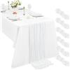 Pesonlook Confezione da 6 runner da tavola in garza bianca, 38 cm garza boho 50 cm x 300 cm rustico romantico lungo per festa di matrimonio addio al nubilato Decorazione natalizia del Ringraziamento