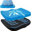 wiksite Cuscino in gel - Softsitter, 43 x 37 x 4 cm, ergonomico, in gel, per alleviare il carico con struttura a nido d'ape, per sedia da ufficio, auto, ufficio, casa, blu