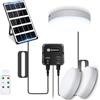 Aigostar Plafoniera LED Solare Esterno Interni con Telecomando, Scatola di accumulo di energia, 35W, IP65 Impermeabile, Regolabile 6500K, Cavo 8M, Interruttore a Cordino, 2 pcs