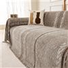 MYSKY HOME Copridivano in ciniglia a forma di L, copridivano per sedie, coperta per divano, colore sabbia, 180 x 260 cm