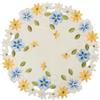 Mausouca Tovagliette rotonde, giallo-blu, motivo floreale, ricamate, sottovaso per matrimonio, compleanno, cena, festa, decorazione, rotonde, confezione da 2