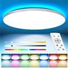 OUILA Plafoniera LED Soffitto Dimmerabile 24W RGB Cambia Colore Lampada da Soffitto con Telecomando Moderna 3000K-6500K 2400LM per Camera da Letto Cucina Soggiorno Corridoio Balcone Bagno Sala Pranzo Ø28cm