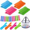 CUULANIX Mollette Bucato 60 Pezzi Senza Segni con Cestino, Pinze in Plastica Robuste Antiscivolo, Accessorio Pratico per Asciugatura Interna ed Esterna