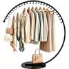 SCGSJZH Appendiabiti a C - Portabiti Commerciale con 26 Anelli, Salvaspazio e Resistente, Carico 60 kg - per Camera, Corridoio, Negozio, Moderno Espositore per Abbigliamento (nero, 160x150cm)