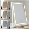 OSYNNIQ Specchio da trucco a LED con illuminazione, rettangolare, 58 x 52 cm, dimmerabile, 3 colori di luce con sensore touch, girevole a 330°, Plug and Play