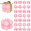 Malloom Set di 30 piccole candele bomboniere in confezione grande da 4,0 cm x 3,5 cm Bubble Cube candela con biglietti per feste di nozze, battesimi, regali di ringraziamento (rosa)