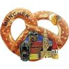 Ciffre Souvenir - Magnete per frigorifero - Brezel con motivo città vecchia, magnete 3D ricco di dettagli, pensiero di viaggio e idea regalo, Monaco di Baviera