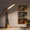 Morwealth Lampada da scrivania a LED senza fili, dimmerabile Lampade da Tavolo con batteria ricaricabile, orologio,display digitale e comandi touch attivati, portatile, per casa, lettura,ufficio