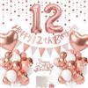 UDRKFOPK Compleanno 12 Anni Bambina Oro Rosa,Palloncini 12 Anni Bambina,12 Anno Compleanno Bambina,Palloncini 12 Anni Bambina,Decorazioni Compleanno 12 Anno per Bambine Bambini Decorazioni Festa