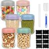 MXTIMWAN Set di 6 Barattoli Vetro con Coperchio, 500ml Barattoli per Overnight Oats, Vasetti per Yogurt, Meal Prep Contenitori, Barattoli di Vetro Ermetici con Coperchi per Yogurt, Cornflakes,Muesli,Insalate