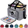 Hoshin Borsa Porta Lavoro a Maglia,Honshin Borsa Porta Gomitoli Uncinetto Portatile per Trasportare Progetti, Ferri da Maglia, Uncinetti, Gomitoli di Filato(Grigio)