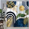 hometrixx Tenda Doccia Boho Blu Oro Astratto Verde Foglia Sole 180x180cm
